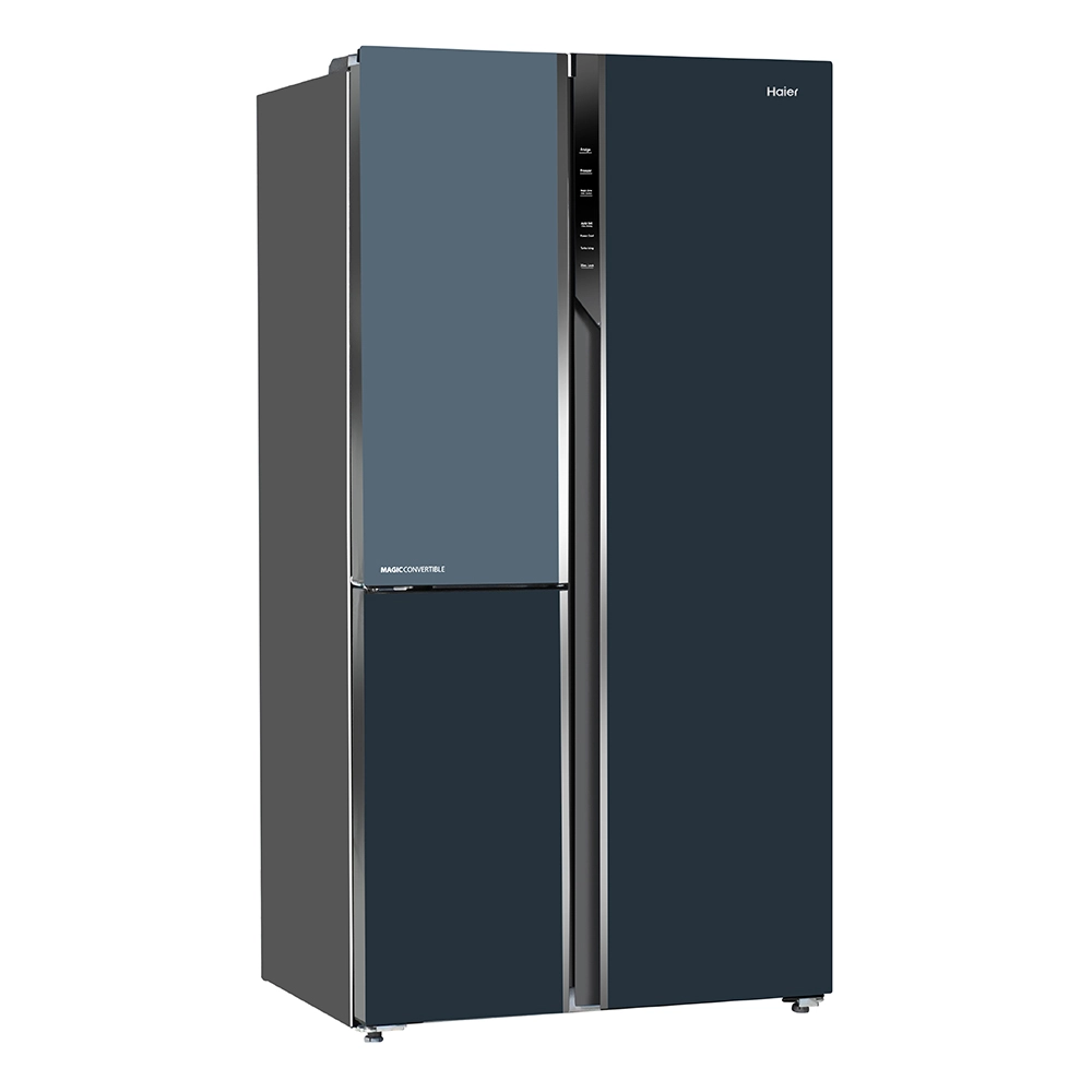 Haier Vogue Series 598L , Grey Onlyx Glass Finish 3 Door Convertible Side By Side Refrigerator HRT-683GOG